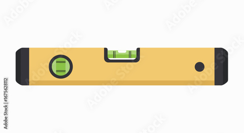 Close-up shot of a yellow spirit level tool used for measuring horizontal alignment.