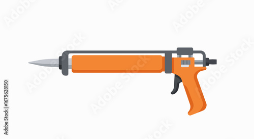 A detailed illustration of an orange caulk gun, used for applying sealant in construction and DIY projects.