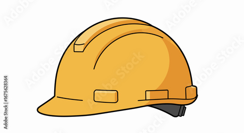 A yellow hard hat, safety helmet for construction workers.