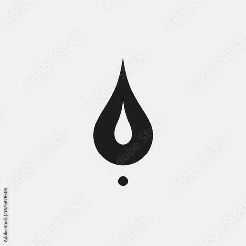 Isolated droplet graphic art illustration on neutral backdrop flat minimalist silhouette