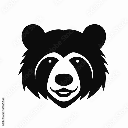 Black bear head, a captivating animal face mascot, vector graphic silhouette