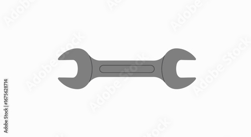 A grey metal wrench isolated on white background.