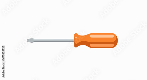 A simple illustration of a Phillips head screwdriver with an orange handle.