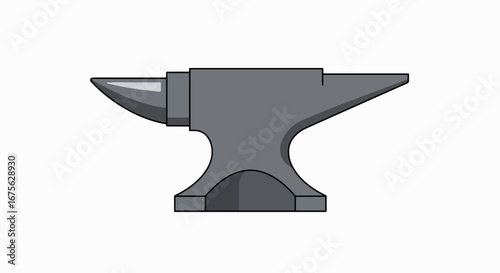 A detailed illustration of a classic blacksmith's anvil, a heavy metal tool used for shaping metal.