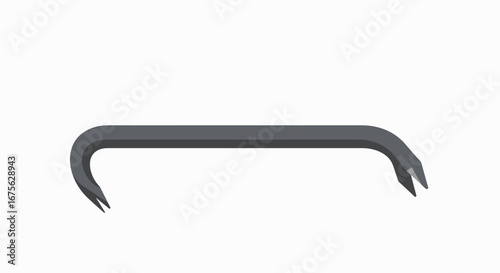 A close-up studio shot of a gray steel crowbar tool on a white background.