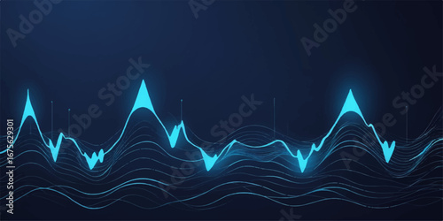 Abstract blue medical background with a cardiogram graph showing a heart beat wave on an ECG monitor