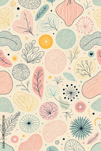 seamless pattern with flowers and birds