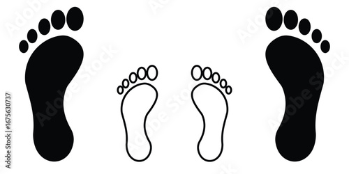 Footprint vector icon. Footprint icon flat and line art style. Human footprint icon. Two human footprints vector icon. Vector illustration.