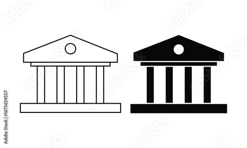 Bank vector icon. Money bank vector icon. Museum icon.  University symbol. Private University icon set. School symbol.
