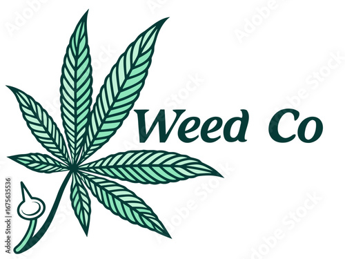 Ornate Teal Cannabis Leaf Design