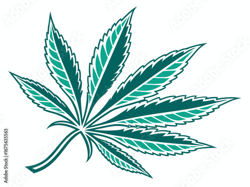 Ornate Teal Cannabis Leaf Design