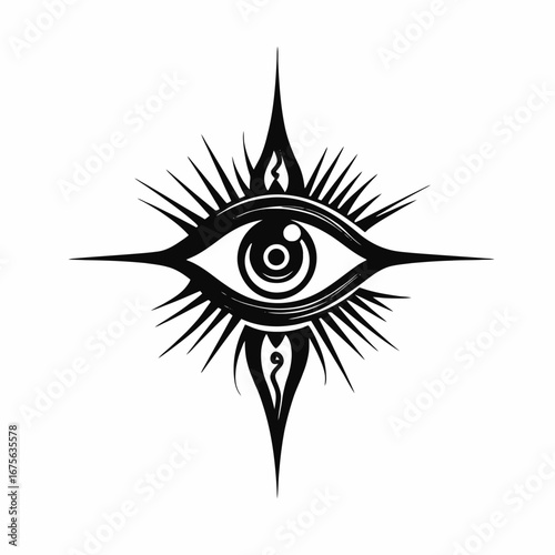 Mystical all seeing eye radiating powerful, elegant vibes with unique art silhouette