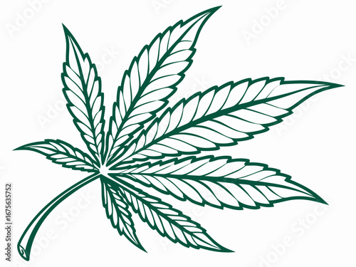 Ornate Teal Cannabis Leaf Design