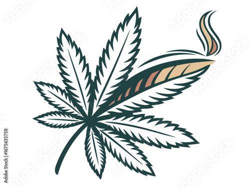 Ornate Teal Cannabis Leaf Design