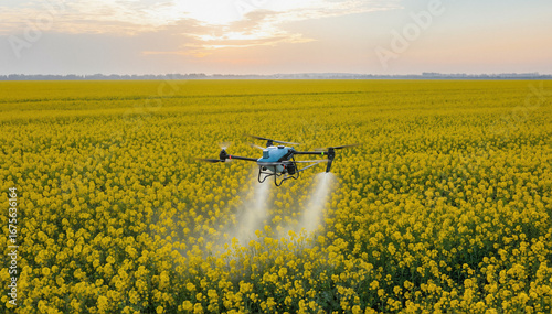 Agricuture drone in canola field