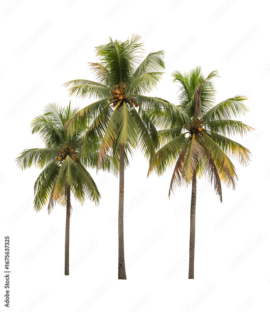 Fototapeta premium Coconut palm trees isolated on white background