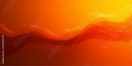 Vibrant abstract red and orange waves with flowing lines create a dynamic, colorful illustration for a striking wallpaper design