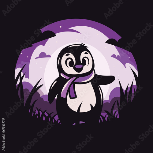 Cute penguin in nature