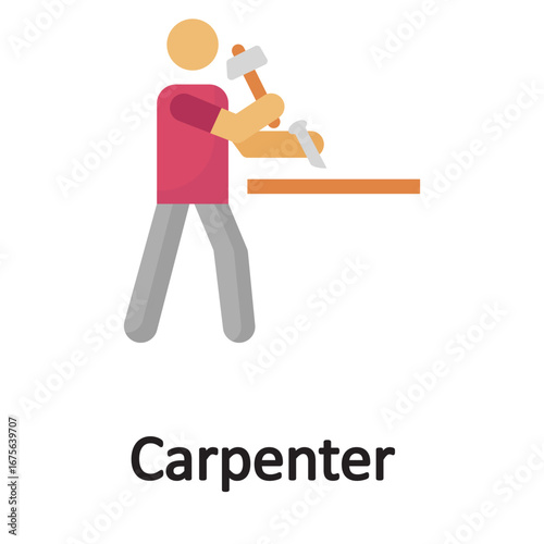 Carpenter Vector Icon which can easily modify or edit