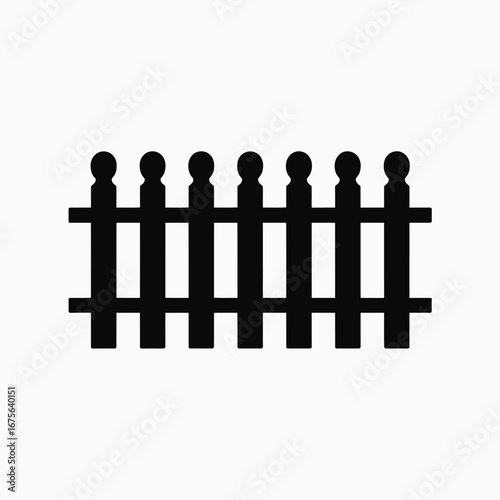 Simple black silhouette picket fence vector illustration scalable eps icon for general use silhouette vector illustration white background