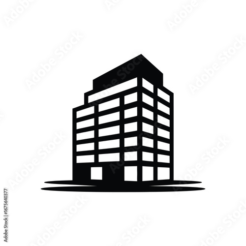 Modern geometric building icon vector illustration scalable eps file for business and architecture silhouette vector illustration white background