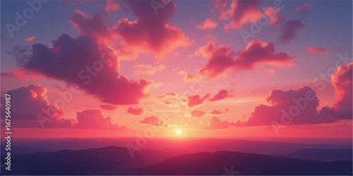 Beautiful orange and yellow clouds at sunset over the calm water