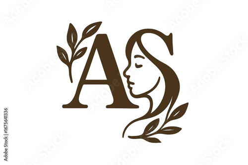 Elegant lotus flower beauty spa logo design with graceful female silhouette, natural wellness concept, floral vector illustration, tranquil and organic spa identity in brown tones