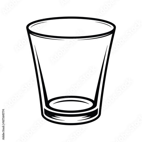 Simple line drawing of a clear glass cup vector graphic illustration silhouette vector illustration white background
