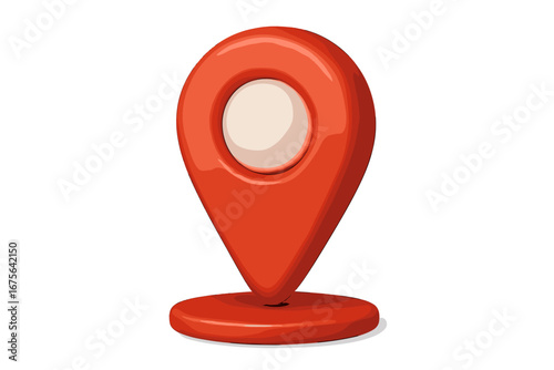 3D red location pin pointer icon for navigation, delivery, and map marking, cartoon vector illustration with transparent background, GPS marker symbol, direction concept
