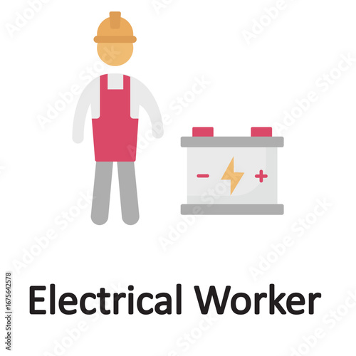 Electrical worker Vector Icon which can easily modify or edit