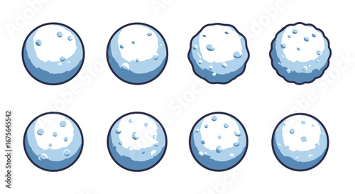 Cartoon snowball collection set for winter design elements.