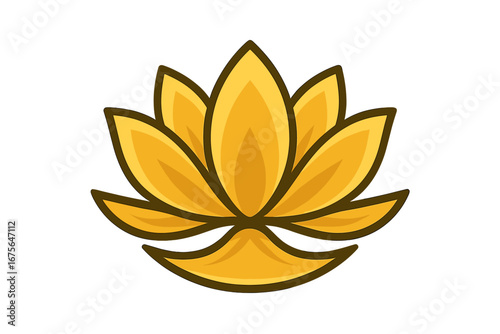 Luxury golden lotus flower vector logo. Elegant floral symbol for beauty, spa, yoga and wellness. Natural plant illustration for meditation, spiritual, cosmetic or jewelry brand.