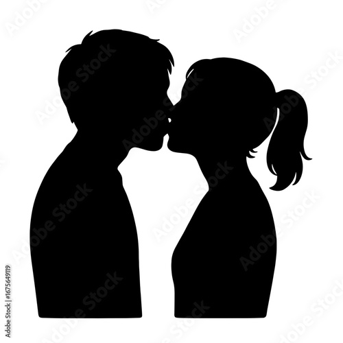 Silhouette of first kiss