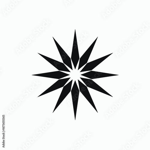Striking geometrical starburst illustration, bold design, clean minimalist silhouette