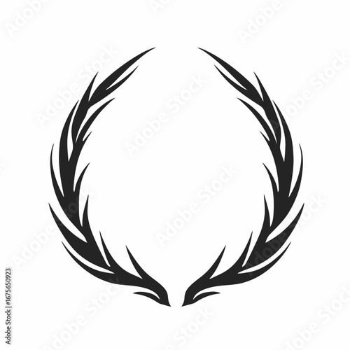 Laurel wreath vector illustration, elegant design in black and white silhouette