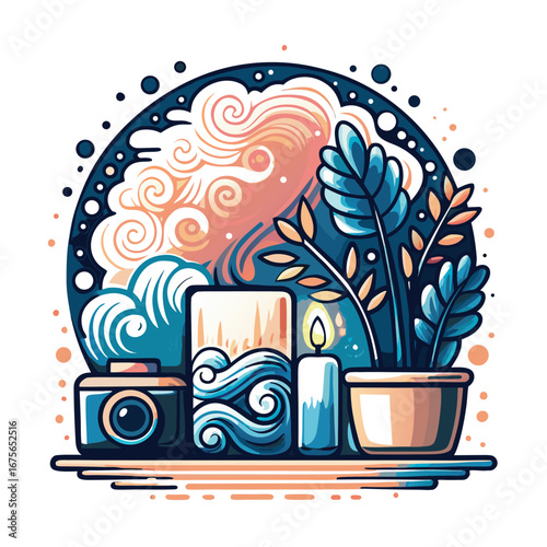Calm desk artful items