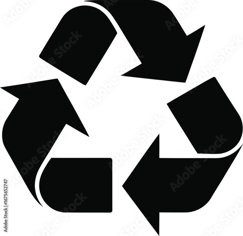 Black recycling symbol arrows white