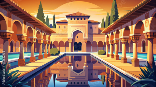 Alhambra, Spain
Intricate arabesques cover palace walls, reflecting pools mirror slender arches, while golden light bathes courtyards, creating an enchanting masterpiece of Moorish architecture and ti