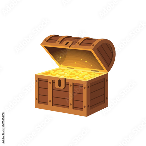 A treasure chest overflowing with gleaming gold coins, displayed against a dark backdrop, exudes an air of adventure and richness.