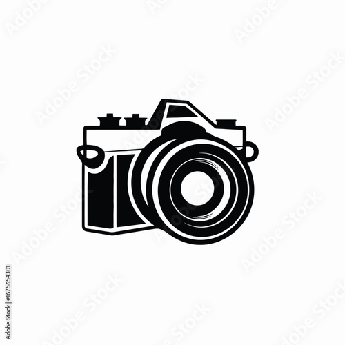 Vintage camera artwork with lens creating a beautiful graphic silhouette
