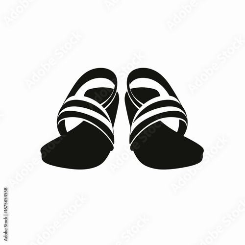 Stylish pair of footwear is creatively designed in a black silhouette