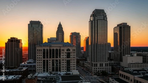 Wallpaper Mural Golden Hour Illuminates Urban Skyline of Charlotte North Carolina with Warm Light Casting Shadows on Modern Buildings and Skyscrapers at Sunset Torontodigital.ca