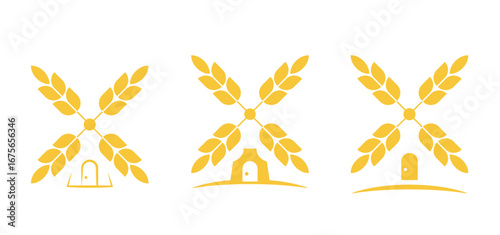 vector collection of windmill silhouette icons. windmill silhouette vector,windmill icon symbol. Windmill mill farm simple icon vector set