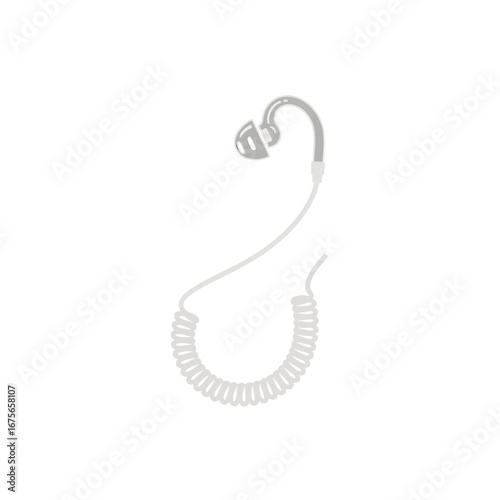 Simple, light gray in-ear headphones with a coiled cord against a black background.