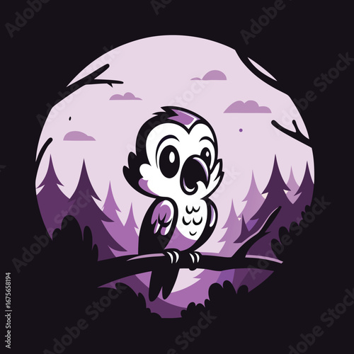 Cartoon owl on a branch (1)