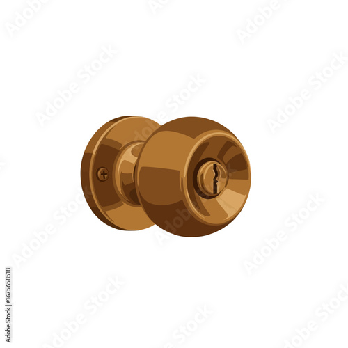 A detailed illustration of a classic, antique-style door knob against a stark black backdrop.