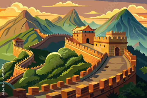 vector of The Great Wall of China
A huge wall that lies like a big stone wall above the mountains. The largest wall in the known world...