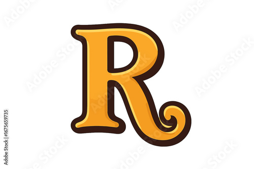Letter R logo. Initial R monogram. Vintage alphabet. Retro font. Cartoon typography. 3D type design. Elegant classic character. Decorative element for branding. Isolated vector.