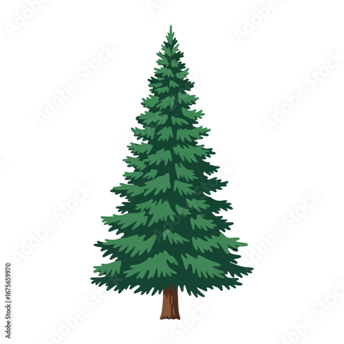 A stylized illustration of a pine tree against a black background.