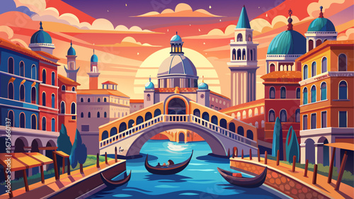 Venice, Italy
Shimmering canals weave through marble palaces and elegant bridges, where Gothic facades and domed basilicas create a cityscape suspended between water, history, and luminous Venetian ar